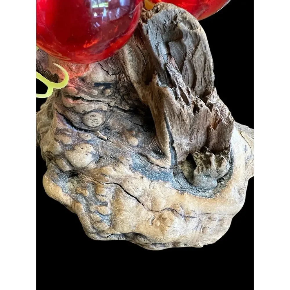 VTG 1960’s MCM Lucite Red Grape Cluster On Driftwood Base 9x6x7 in Mid-Century